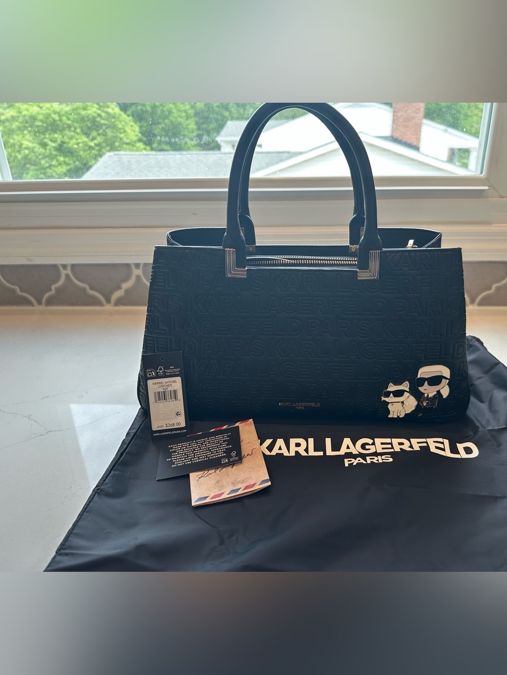 Karl Lagerfeld Meribel Leather Satchel with Adjustable Strap in Black EUC - Picture 7 of 16